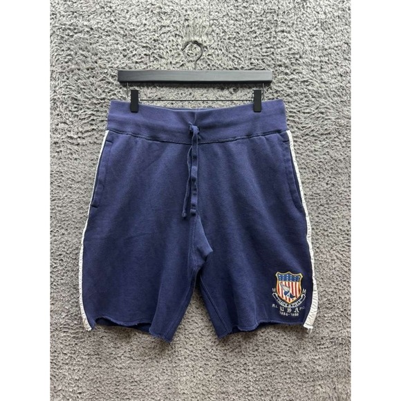 Vintage Polo Ralph Lauren Track &‎ Field Drawstring Shorts Navy Blue Mens Size S
